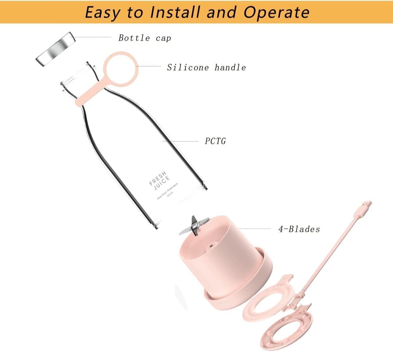 Electric Portable Mini Juicer Bottle